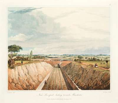 リバプールの近く、マンチェスターの方を見る」1831年 作： Thomas Talbot Bury