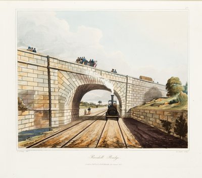 レインヒル橋、1831 年公開 (手彩色彫刻) 作： Thomas Talbot Bury