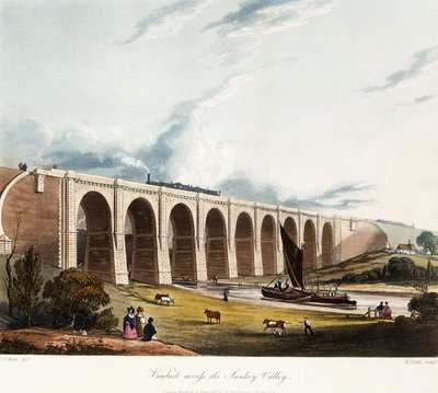 サンキーバレーを横切る高架橋、1831年 作： Thomas Talbot Bury