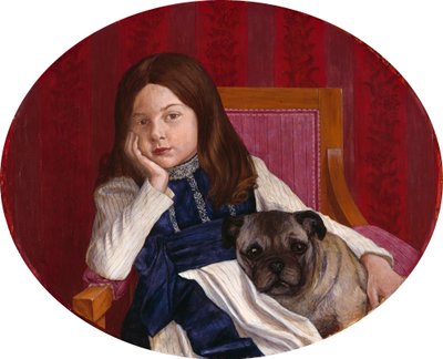パグを飼っているアーティストの娘、ヨハンナ 作： Thomas Theodor Heine