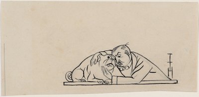 パグとの自画像 作： Thomas Theodor Heine