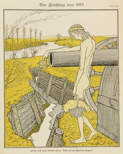 1915年の春、ドイツの雑誌「Simplicissimus」のイラスト、1915年頃（リソ） 作： Thomas Theodor Heine