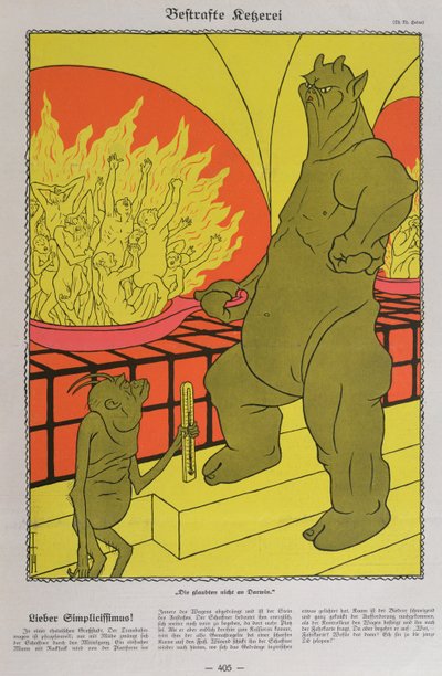 「Simplicissimus」より、不信者を焼き尽くす悪魔 作： Thomas Theodor Heine