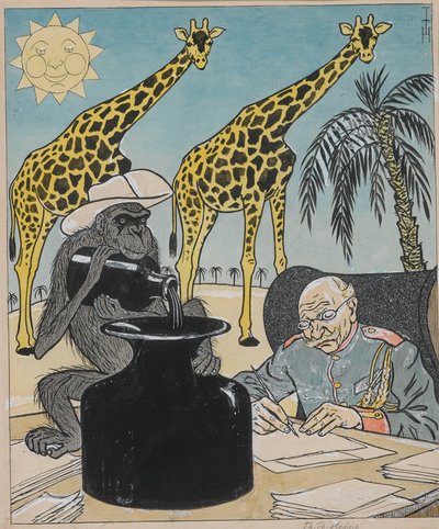 植民地は、インクが乾燥するため、ドイツ政府の下では繁栄できません..., 1903. 作： Thomas Theodor Heine
