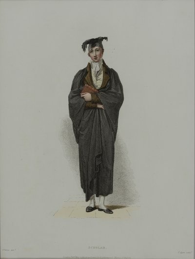 J.エイガーによって彫刻された学者、R。アッカーマンの「オックスフォードの歴史」、1814年に出版（手描きのエッチング） 作： Thomas Uwins