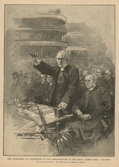 ロイヤルアルバートホールでのデモでのカンタベリー大司教 作： Thomas Walter Wilson