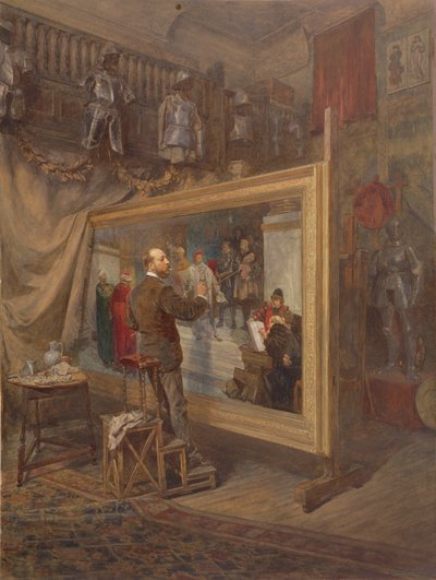 歴史画家、自画像（紙に水彩） 作： Thomas Walter Wilson