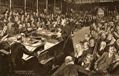「イラストレイテッドロンドンニュース」（1902年）から陛下の暫定宣言を受けた領主と庶民 作： Thomas Walter Wilson