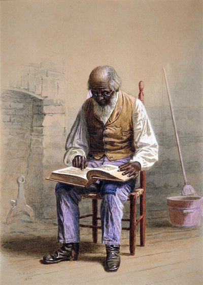 聖書を読む、1874年。 作： Thomas Waterman Wood