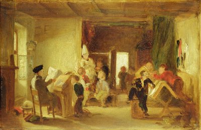 「TheSchoolroom」の研究（パネルに油彩） 作： Thomas Webster