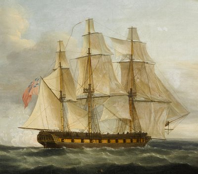フランス海軍フリゲート艦「ル・セレーネ」のイギリス海軍フリゲート艦「ボレアス」による拿捕 作： トーマスウィットコム