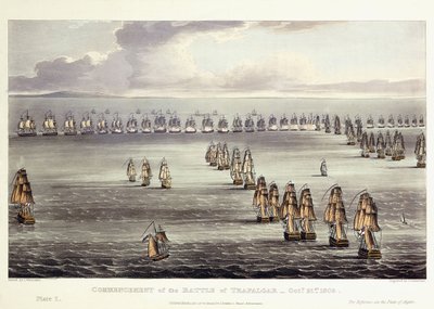 トラファルガーの戦いの開始、1805年10月21日、1817年 作： Thomas Whitcombe