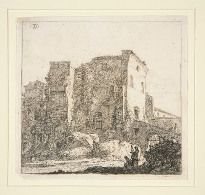 廃墟のある風景 漁師のいる風景 作： Thomas Wijck