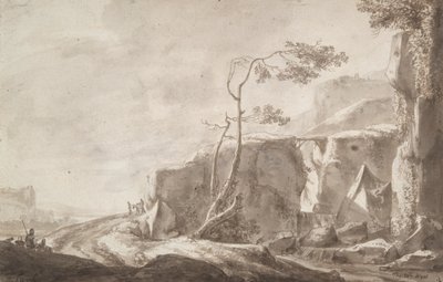 小川のある岩の多い風景 作： Thomas Wijck