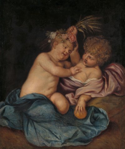 二人の幼児 春と秋の擬人化 作： Thomas Willeboirts Bosschaert (follower of)