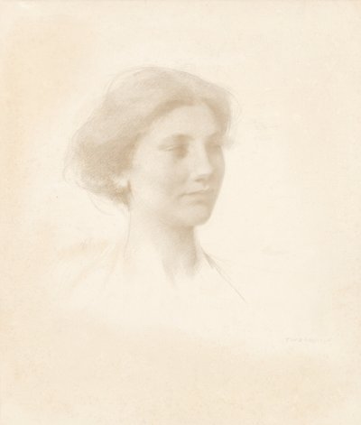 女の子の頭 作： Thomas Wilmer Dewing