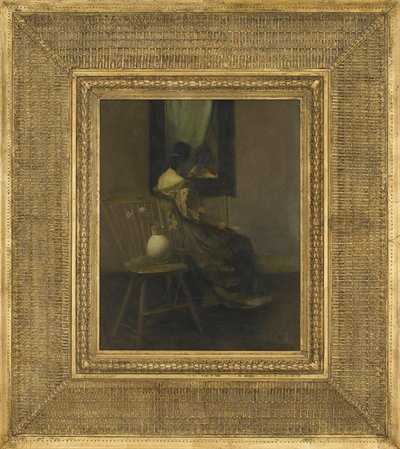 鏡、1907年（木製パネルに油彩） 作： Thomas Wilmer Dewing