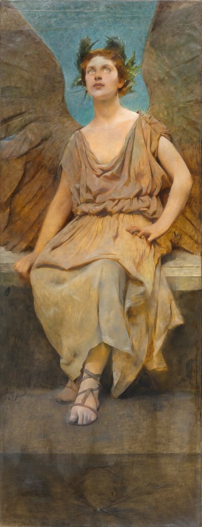 翼のある寓話的な人物、1888年頃（キャンバスに油彩） 作： Thomas Wilmer Dewing