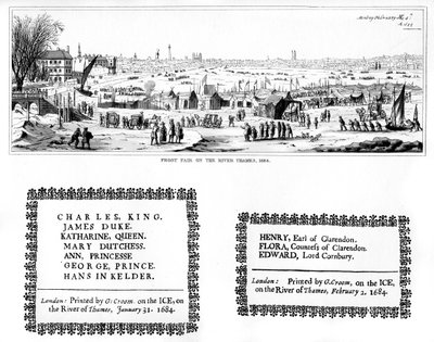 テムズ川の霜見本市と印刷の標本、1840年2月1684年 作： Thomas Wyck
