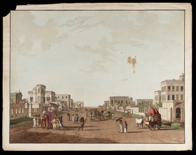 カルカッタの景観から南を望む旧コートハウス通り 作： Thomas und William Daniell