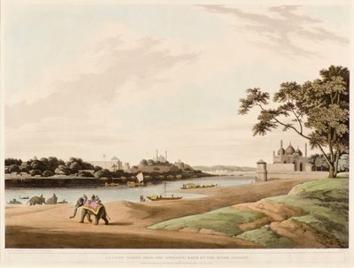 グームティ川の対岸から取られたラクナウ 作： Thomas und William Daniell