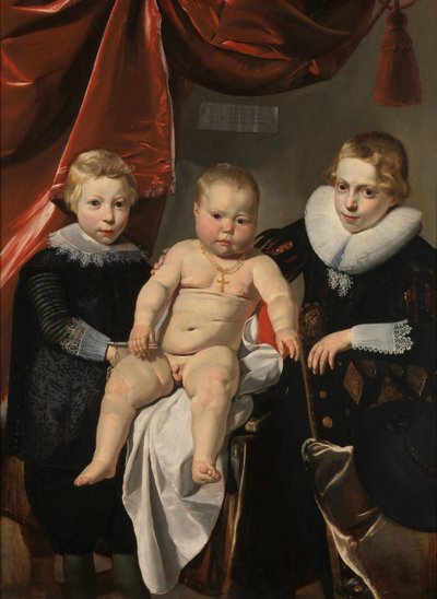 三兄弟の集合写真 ヘンドリック、ヨハネス、サイモンという名前の 3 人の兄弟の集合写真 作： Thomas de Keyser