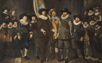 Allaert Cloeck大尉とLucas Jacobsz Rotgans中尉の指揮下にある、アムステルダムの第3地区の将校とその他の市民警備隊員 作： Thomas de Keyser