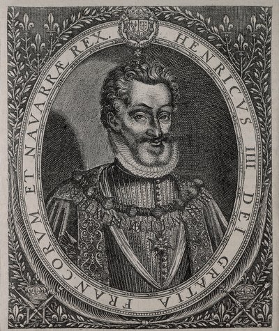 フランス・ナバラ王国のヘンリー4世（1553-1610）の肖像 トマス・デ・リューの彫刻（16世紀 作： Thomas de Leu