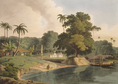 フーグリ川のバンデルの近く、パブ「東洋の風景」のパート6のプレートVIII。 1804（アクアチント） 作： Thomas und William Daniell