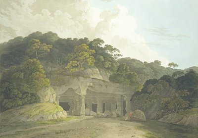エレファンタ洞窟への入り口、「東洋の風景：ヒンドゥースタンの24のビュー」からのプレート58、1800年公開 作： Thomas und William Daniell