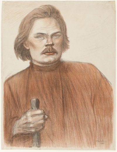 マキシム・ゴーリキの腰から上の正面像 作： Théophile Alexandre Pierre Steinlen