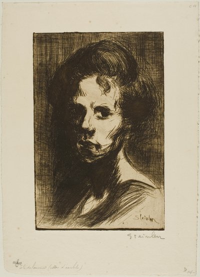 女性の頭部、プレートI 作： Théophile Alexandre Pierre Steinlen