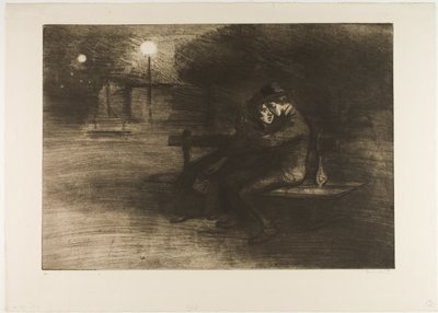 ベンチの恋人たち 作： Théophile Alexandre Pierre Steinlen