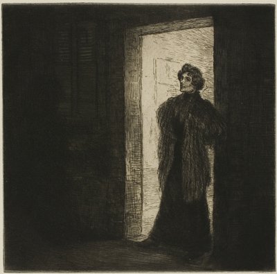 敷居の上で 作： Théophile Alexandre Pierre Steinlen
