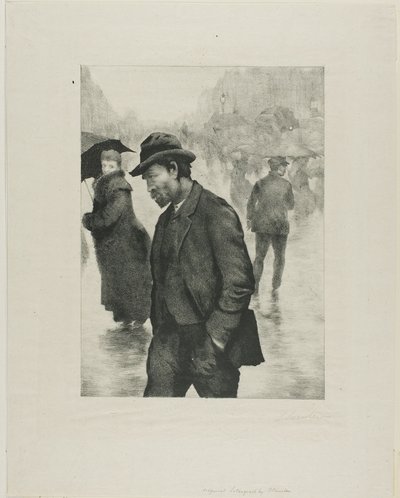 雨の日、パリ 作： Théophile Alexandre Pierre Steinlen