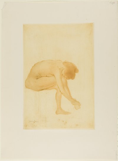 足を乾かす座る女性 作： Théophile Alexandre Pierre Steinlen