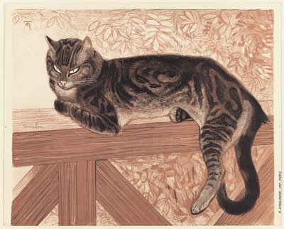 夏：手すりの上の猫 作： Théophile Alexandre Pierre Steinlen