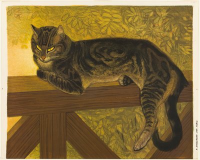 夏：手すりの上の猫 作： Théophile Alexandre Pierre Steinlen