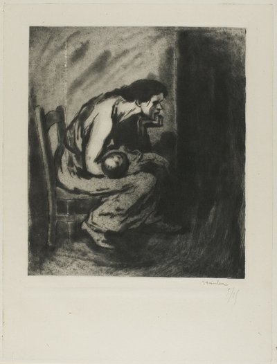 病気の子供 作： Théophile Alexandre Pierre Steinlen