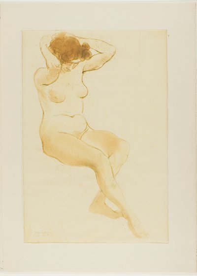 髪を直す女性、4分の3ビュー 作： Théophile Alexandre Pierre Steinlen