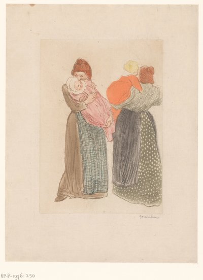 子供を持つ 2 人の母親 レ ドゥ メール 作： Théophile Alexandre Steinlen (signed by artist)