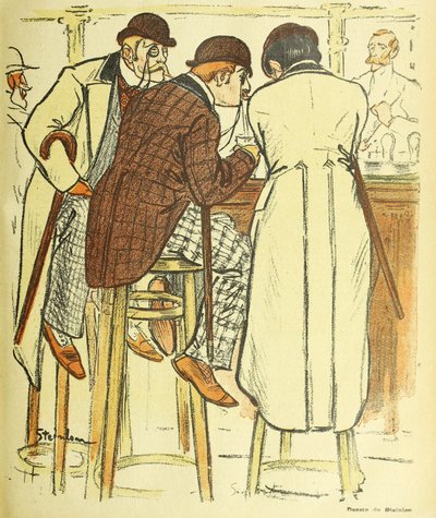 パブで、Gil Blas Illustre より。 1899年カラーリトグラフ、1899年。 作： Théophile Alexandre Steinlen
