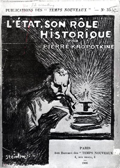 ピョートルクロポトキンによる「レタット、息子の役割の歴史」の表紙、1906年発行（リトグラフ） 作： Théophile Alexandre Steinlen