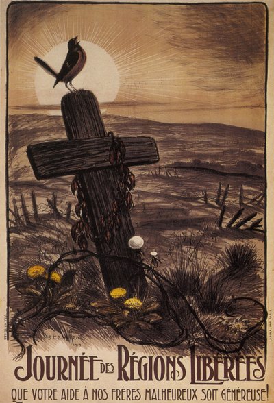 解放された地域の日、1919年 作： Théophile Alexandre Steinlen