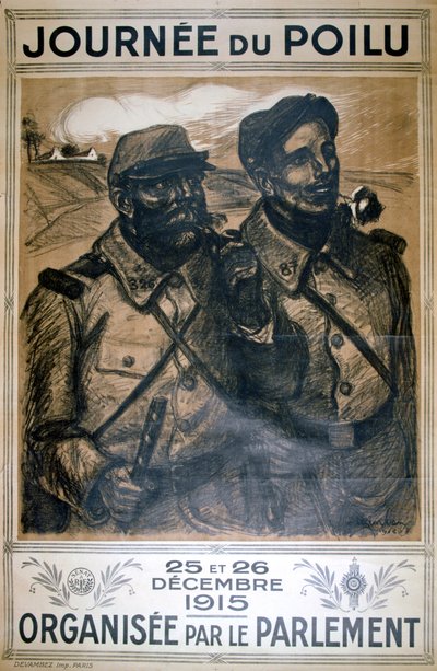 毛深い日1915年12月25日と26日、フランス第一次世界大戦のポスター、1915年 作： Théophile Alexandre Steinlen