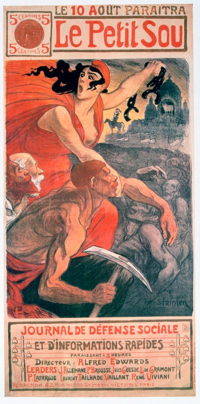 Le Petit Sou、テオフィルシュタインレンによる社会主義雑誌、1900年 作： Théophile Alexandre Steinlen