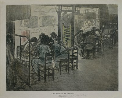 カフェのテラスのパリ、セオフィル・アレキサンドル・スタインレン作、スケッチ 作： Théophile Alexandre Steinlen