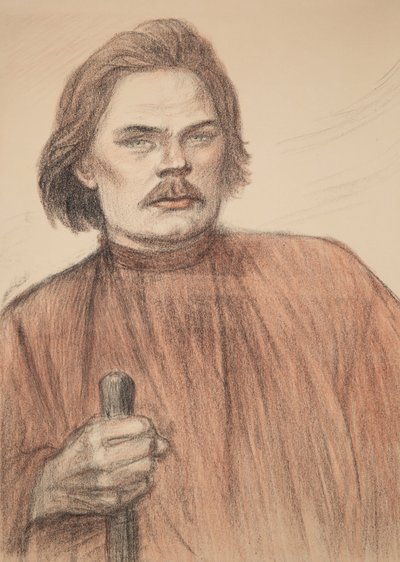 著者マキシム ゴーリキーの肖像 1868 ～ 1939 年、1905 年。 作： Théophile Alexandre Steinlen