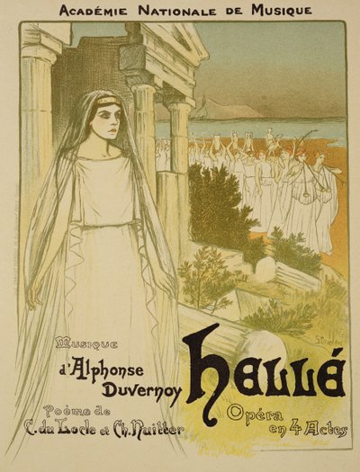 アカデミーナショナルドゥムジーク作曲のオペラ「ヘレ」のポスターの複製、1896年 作： Théophile Alexandre Steinlen