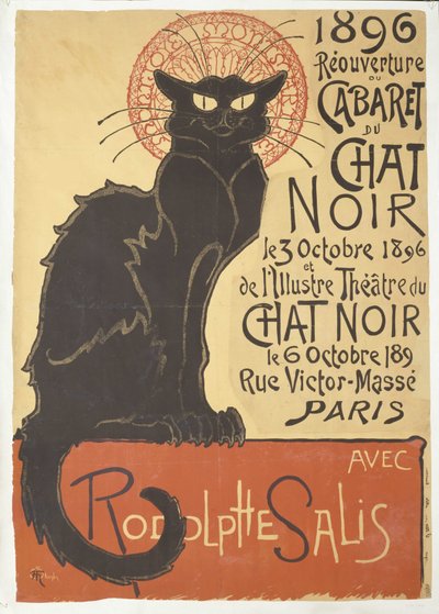 キャバレー デュ シャ ノワールの再開、1896 年。 作： Théophile Alexandre Steinlen